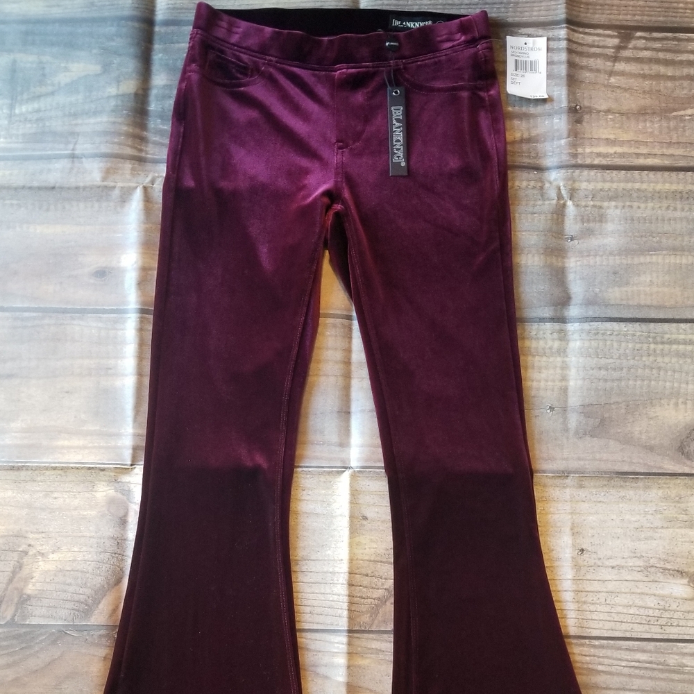 New with tag Burgundy Velour Bell Bottom pants